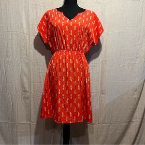 Anthropologie Needle and Thread Red Kissing Swan Dress